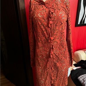 Save the Queen carved suede long cardigan coat M